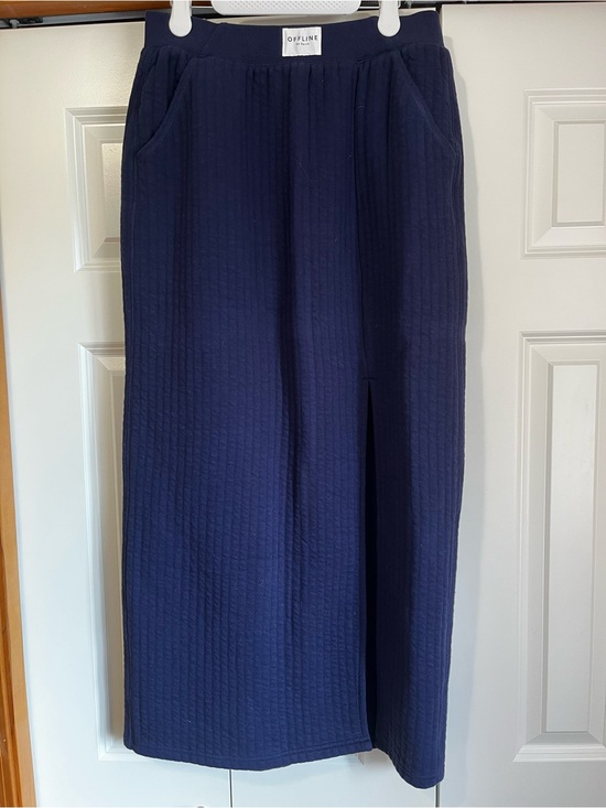 aerie Dresses & Skirts - aerie Navy Ribbed Maxi Skirt with Front Slit